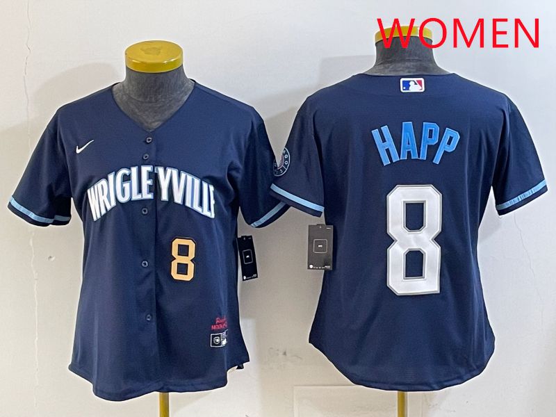 Women Chicago Cubs #8 Happ Blue City Edition Game 2025 Nike MLB Jersey style 3->women mlb jersey->Women Jersey